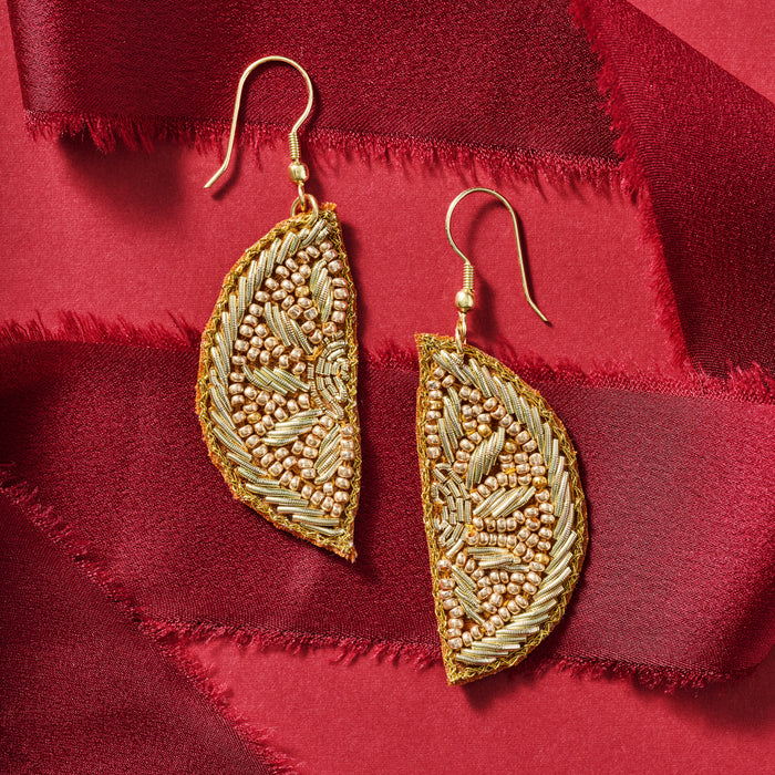 Anjali Beaded Orange Slice Drop Earrings - Ten Thousand Villages 3