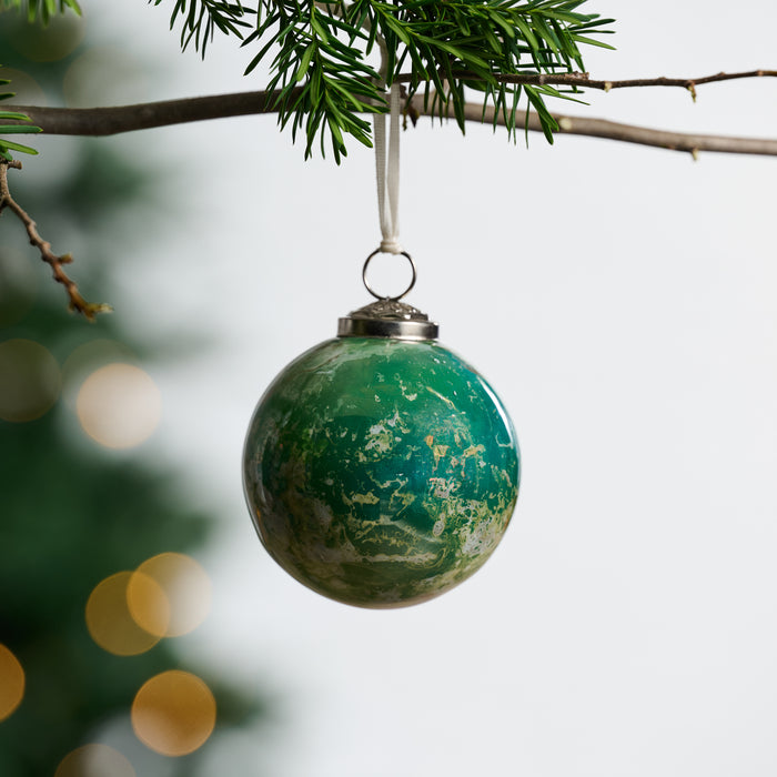 Recycled Glass Watercolor Ball Ornament - Ten Thousand Villages 1