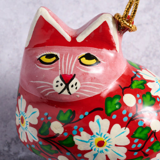 Painted Floral Cat Paper Mâché Ornament - Ten Thousand Villages