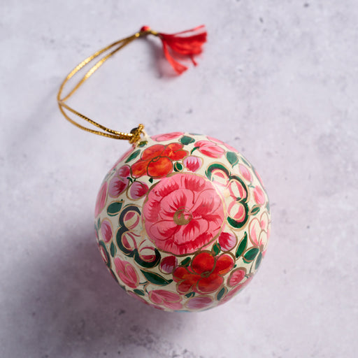 Painted Bright Florals Paper Mâché Ball Ornament - Ten Thousand Villages