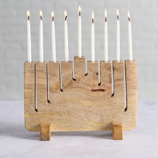 Modern Mango Wood Menorah