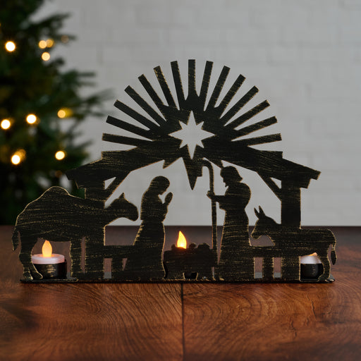 Iron Nativity Candleholder