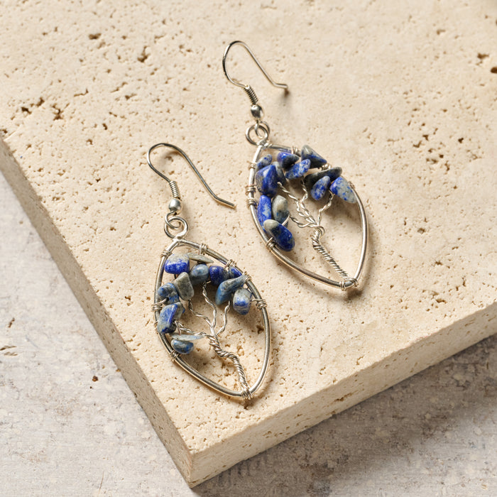 Lapis Tree Drop Earrings 3