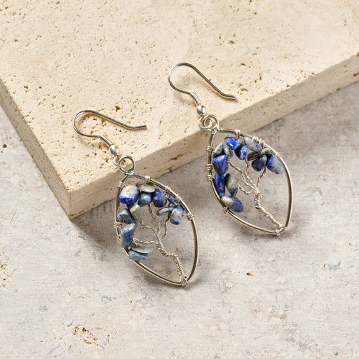 Lapis Tree Drop Earrings