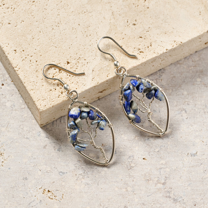 Lapis Tree Drop Earrings 1