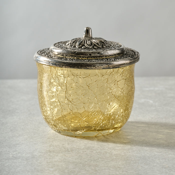 Ria Crackle Glass Jar - Pastel Yellow - Ten Thousand Villages 1