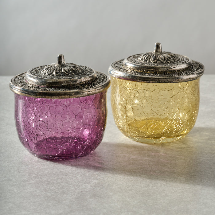 Ria Crackle Glass Jar - Purple - Ten Thousand Villages 4