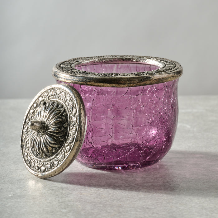 Ria Crackle Glass Jar - Purple - Ten Thousand Villages 2