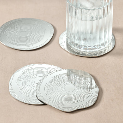 Tree Rings Steel Coasters - Set of 4