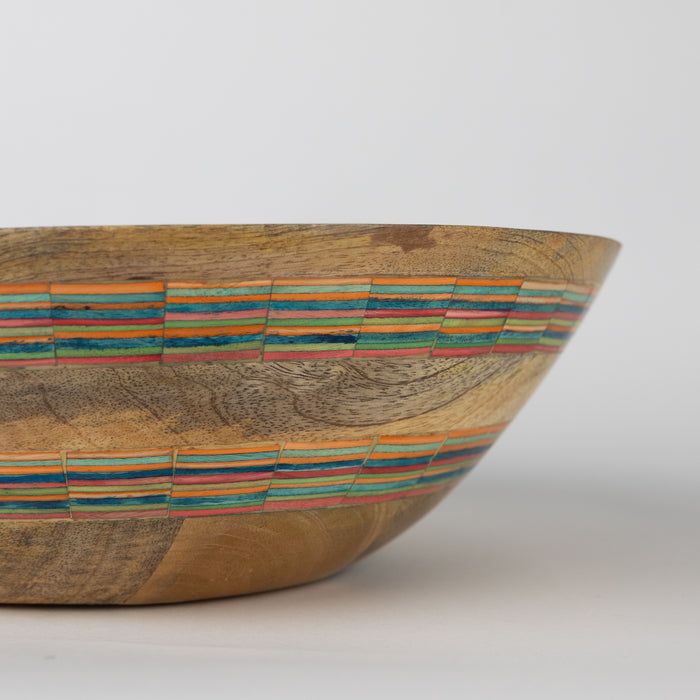 Striped Mango Wood Salad Bowl 3