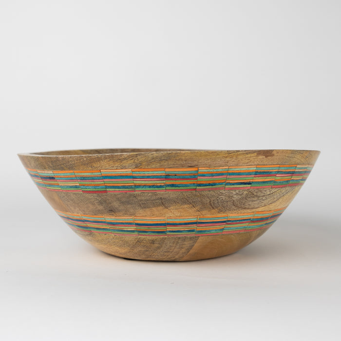 Striped Mango Wood Salad Bowl 1