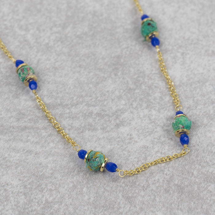Recycled Sari & Glass Bead Necklace 4