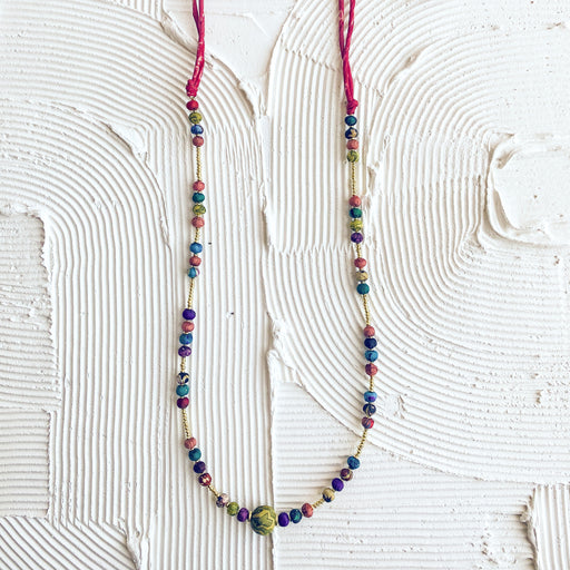 Kavya Recycled Sari Beaded Necklace