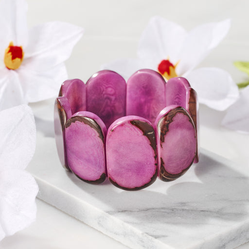 Mauve Tagua Stretch Cuff Bracelet