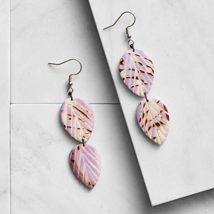 Twin Leaf Tagua Dangle Earrings - Ten Thousand Villages 2