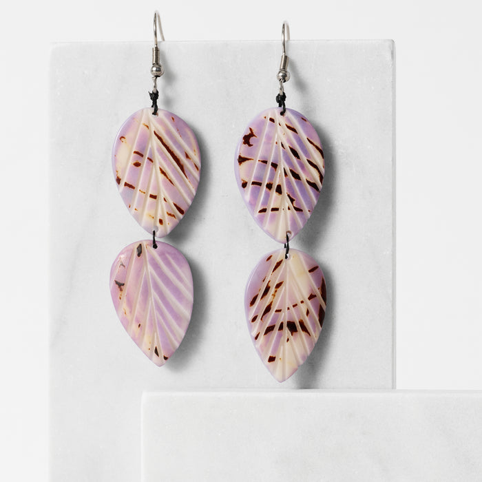 Twin Leaf Tagua Dangle Earrings - Ten Thousand Villages 3