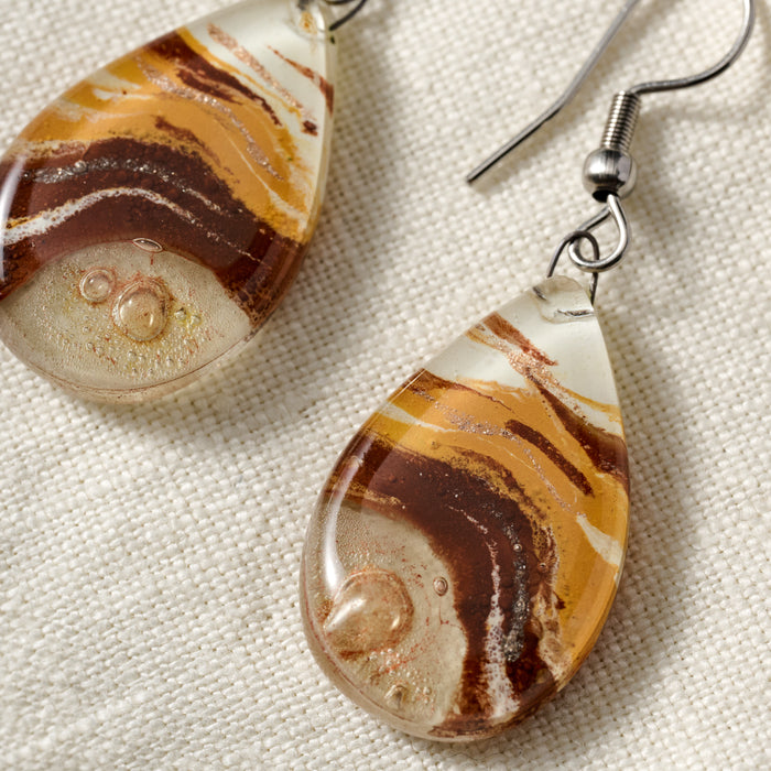 Aylen Fused Glass Teardrop Earrings - Ten Thousand Villages 2