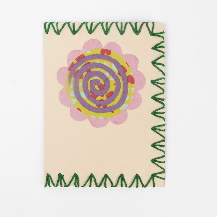 Transa Recycled Sari Flower Card - Ten Thousand Villages 1