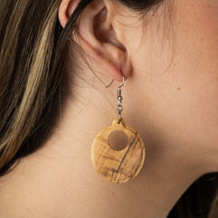 Sadaf Olive Wood Round Earrings