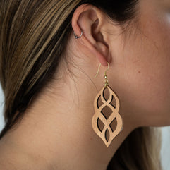 Keltik Knot Filigree Handcarved Wood Drop Earrings