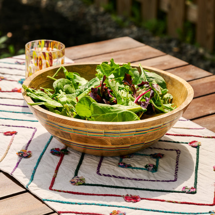 Striped Mango Wood Salad Bowl 2