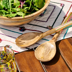 Striped Mango Wood Salad Servers