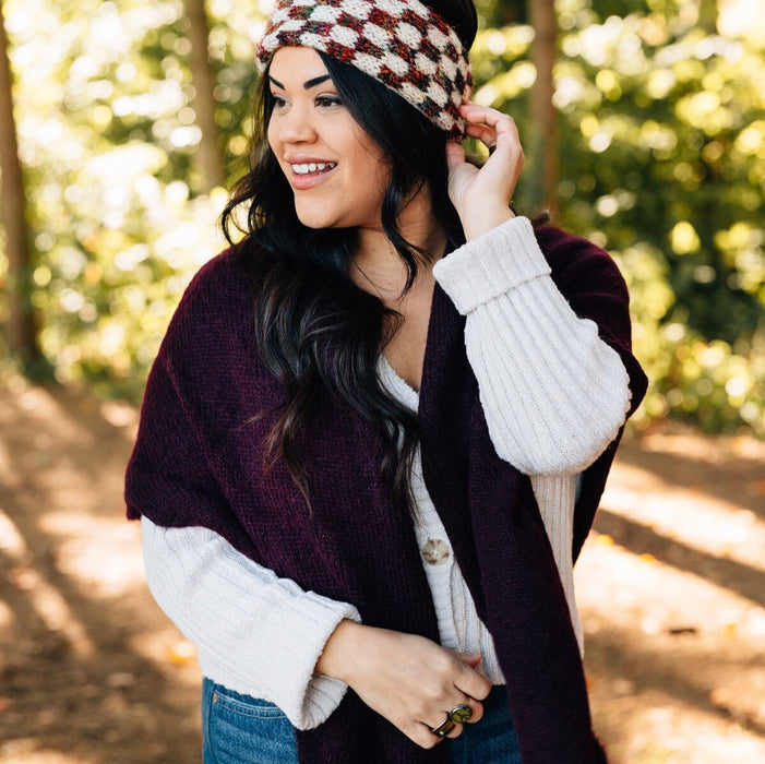 Burgundy Alpaca Triangle Shawl - Ten Thousand Villages 4