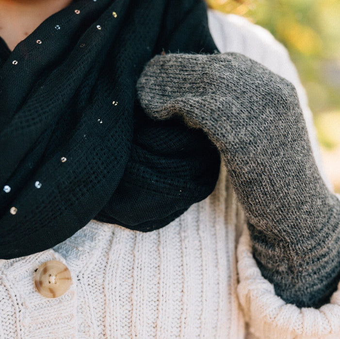 Alpaca Wool Mittens - Grey - Ten Thousand Villages 1