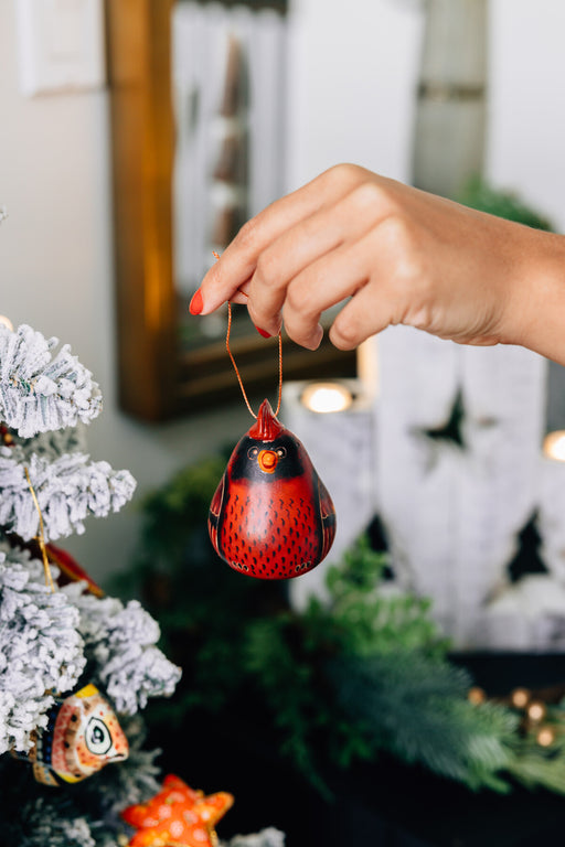 Cardinal Gourd Ornament