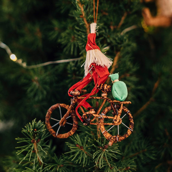 Cycling Santa Ornament - Ten Thousand Villages 1