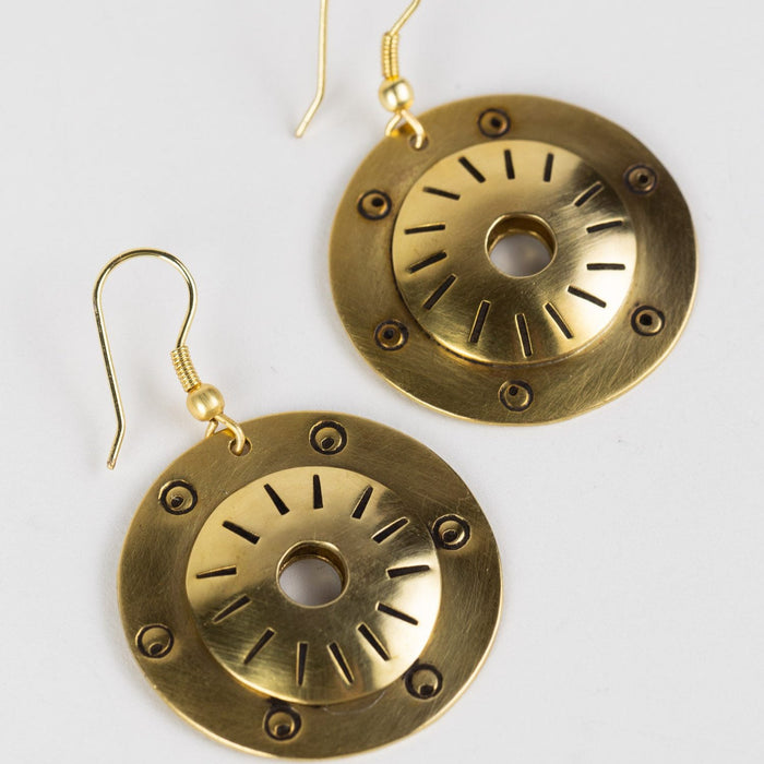 Brass Shield Earrings - Ten Thousand Villages 3