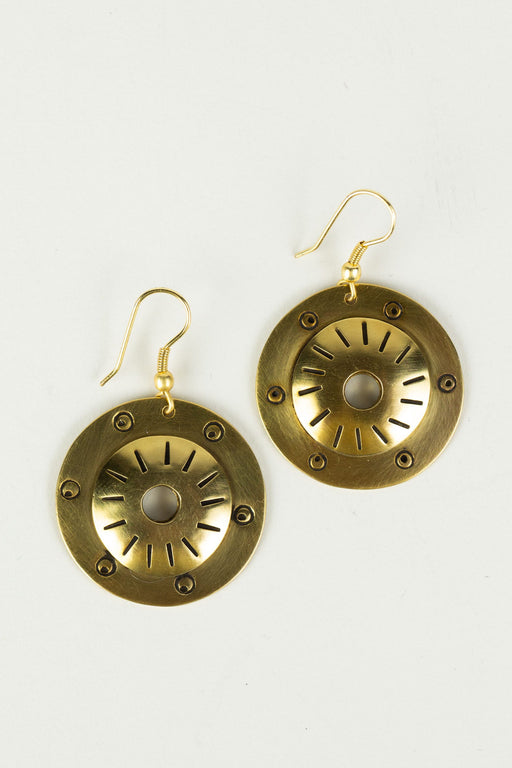 Brass Shield Earrings