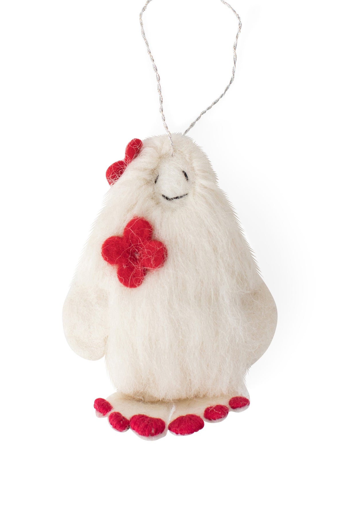 Handmade White Yeti Felt Ornaments, Set of 2 - Gifts With Humanity