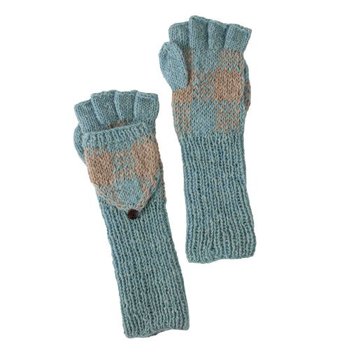 Aqua Tan Convertible Mittens - Fingerless Gloves - Default Title (5918510)