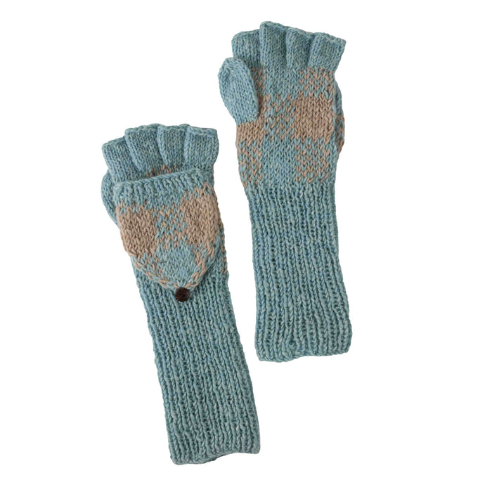 Aqua Tan Convertible Mittens - Fingerless Gloves - Default Title (5918510) 2