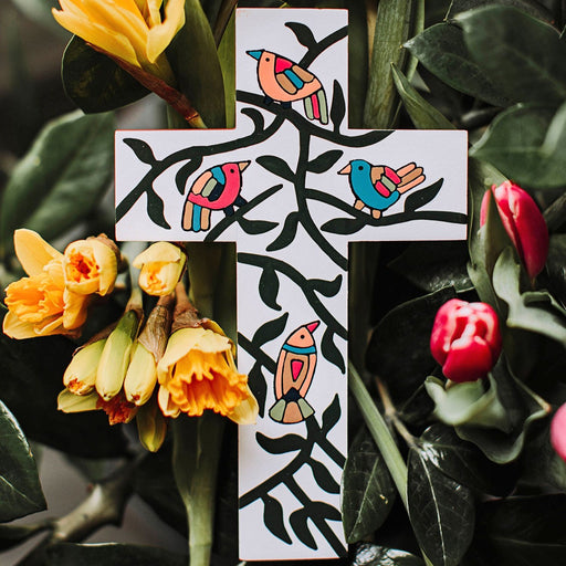 Birdsong Painted Cross