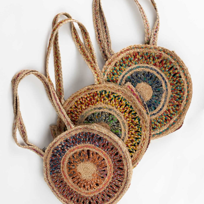 Round Sari Jute Shoulder Bag - Ten Thousand Villages 4