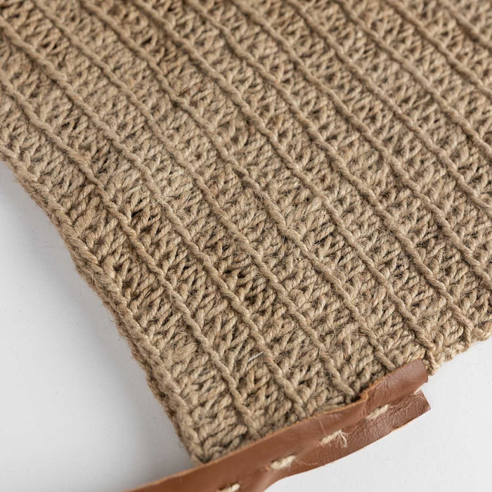 Crochet Jute Shoulder Bag - Leather Strap - Ten Thousand Villages 4