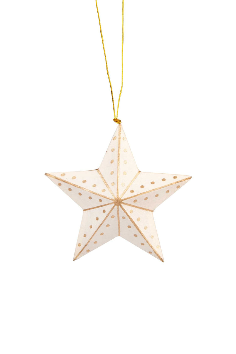 Gold & White Star Ornament - Ten Thousand Villages