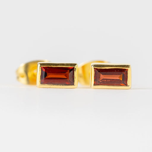 Garnet Gold Baguette Earrings