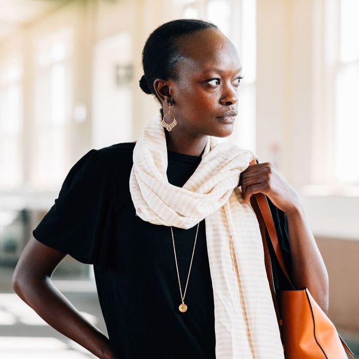 Nicely Neutral Striped Scarf 2