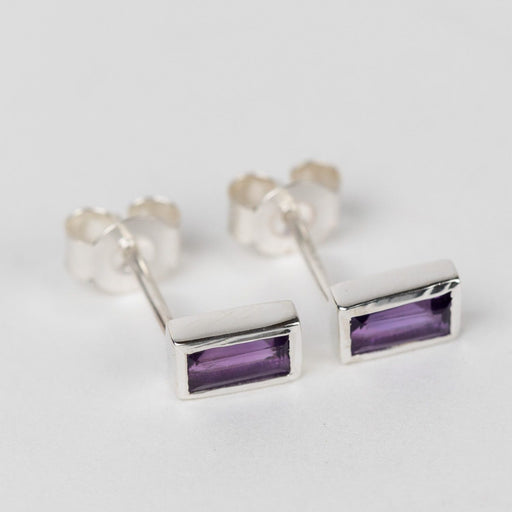 Silver Amethyst Baguette Earrings - Ten Thousand Villages