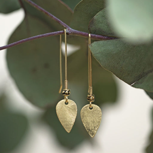 Brass Leaf Earrings - Ten Thousand Villages