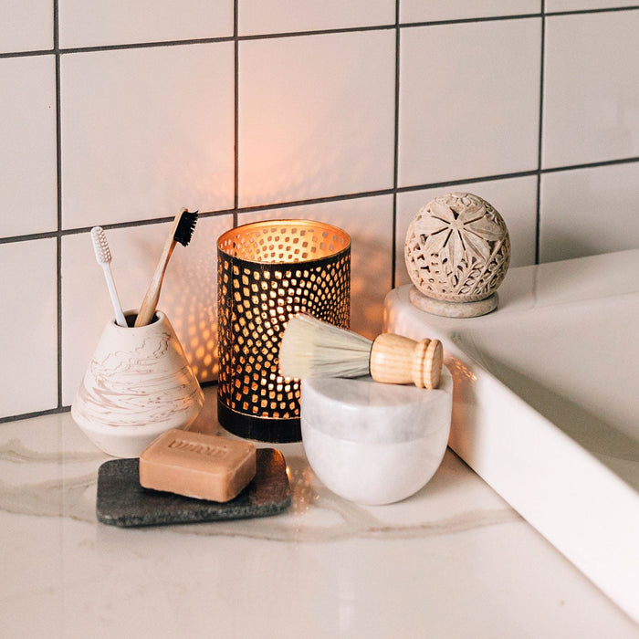 Stone Globe Candleholder - Ten Thousand Villages 4