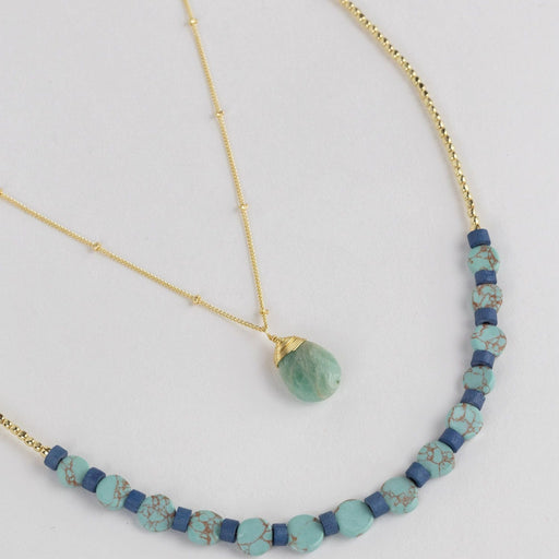 Layered Turquoise Disc Necklace