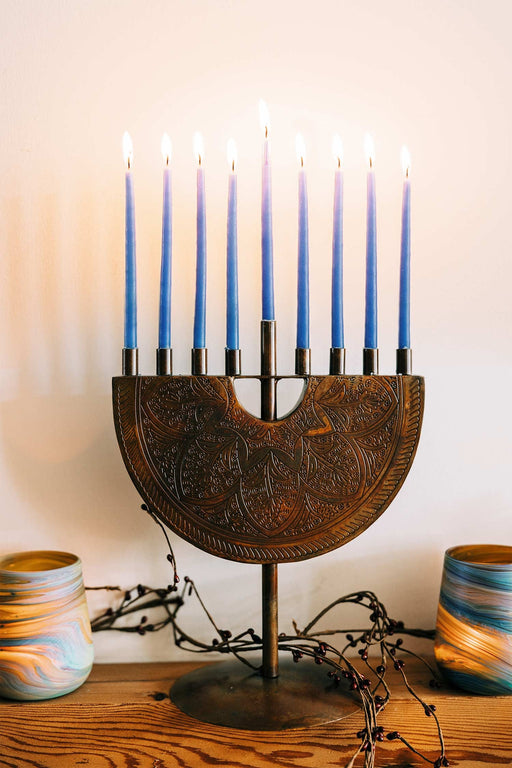 Engraved Iron Menorah