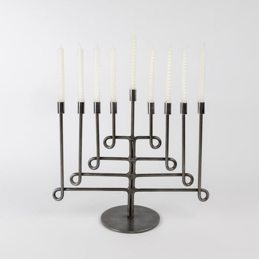 Antiqued Twisted Iron Menorah