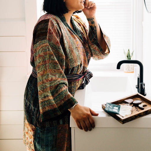 Kantha Stitch Sari Bathrobe - Ten Thousand Villages