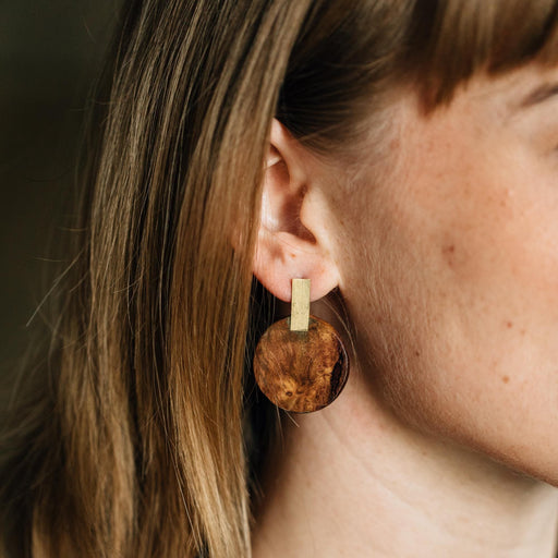 Wood & Brass Post Earrings