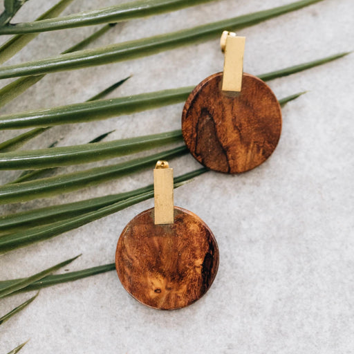 Wood & Brass Post Earrings - Ten Thousand Villages